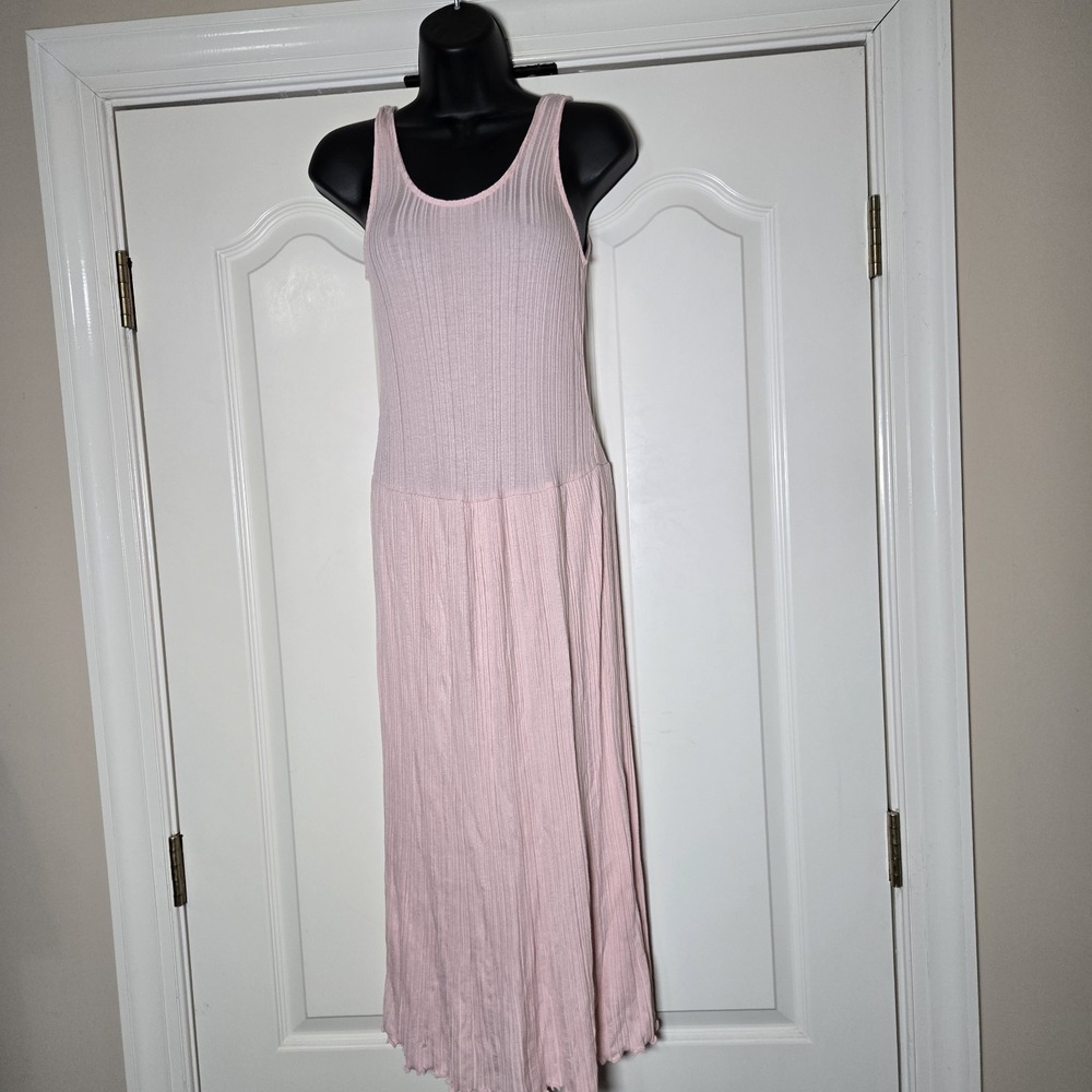 Everlane Ribbed Knit Tank Dress Midi Pink‎ Sleeveless Casual Size S Princess